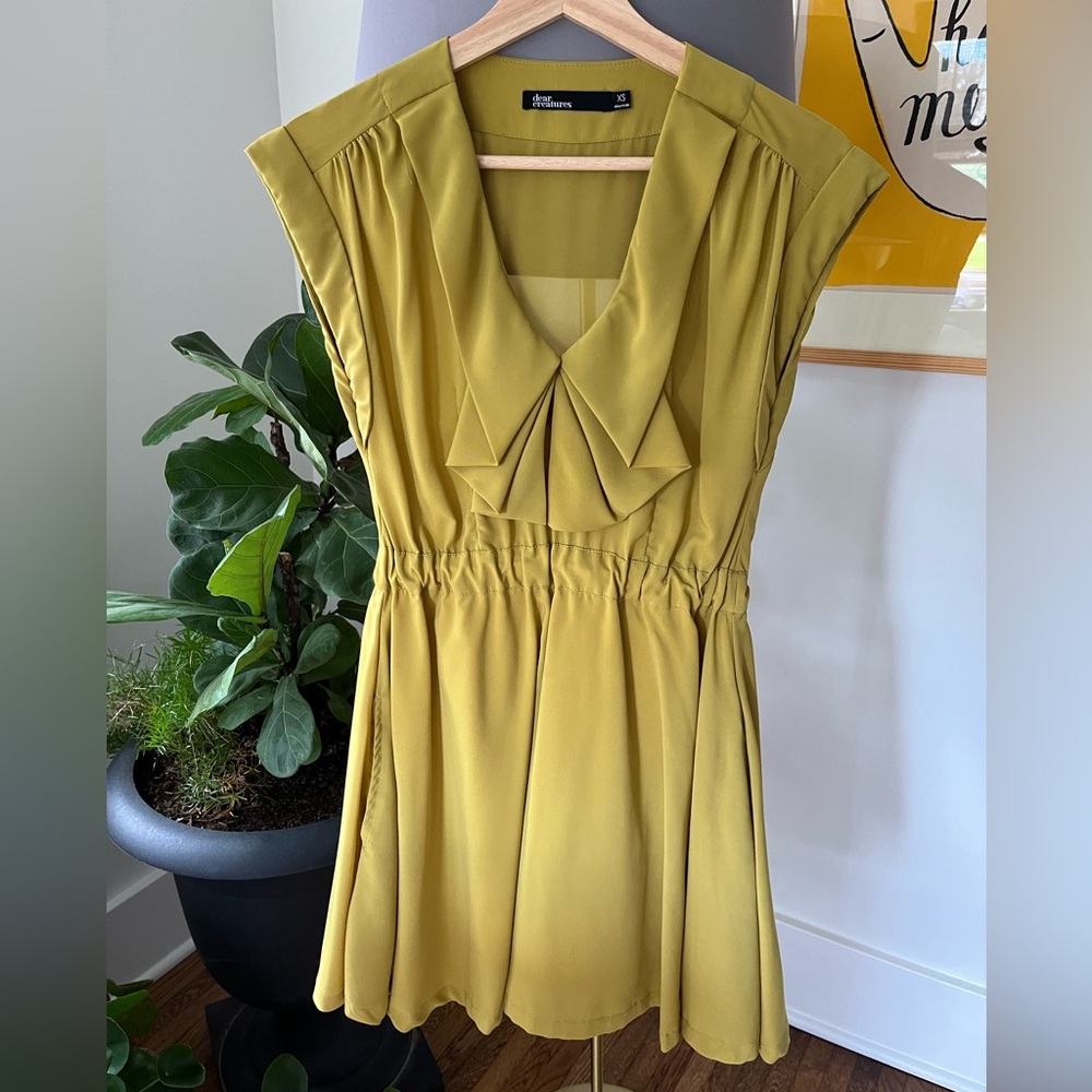 Retro Dear Creatures Dress - chartreuse